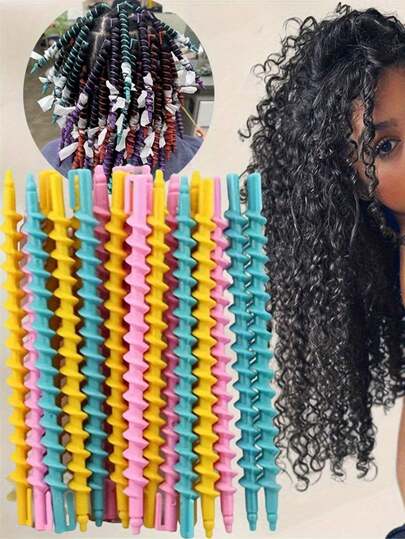 1/5/26pcs Set Ionic Spiral Hair Curler, Wool Curling Iron Hair Styling Tools, Suitable For Salon And Home DIY, Random Color