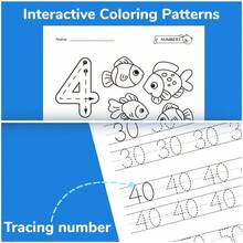 beartale 28 páginas Cuaderno de trabajo de matemáticas Montessori, cuaderno de entrenamiento de control de escritura a mano de números, papel resistente al agua para aprendizaje temprano, ejercicio de concentración, juego de lectura, juguete de educación temprana, material didáctico, práctica de control del bolígrafo, regalo de cumpleaños para niños y niñas - Multicolor - Ver 7