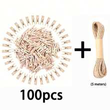 100pcs Photo Clips For Wedding, Birthday, Party; Colorful Wooden Memo Clips; DIY Photo Wall Decor, Suitable For Home And Bedroom; Ideal For Displaying Handicrafts, Hanging Decorative Paintings And Postcards; 2.5cm - Multicolor - View 13