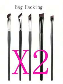 5件套化妆刷套装，包含眼影刷、鼻影刷、眉刷 - 柔软亲肤的化妆工具，便携式旅行化妆套装 - 彩色 - 查看 6