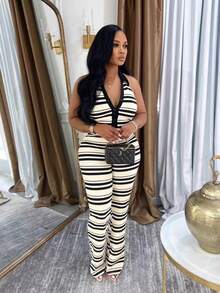 New Summer 2026 Women's Casual Shirt Collar Sleeveless Top Waist-Length Hip Trouser Set - 黑色 - 查看 4
