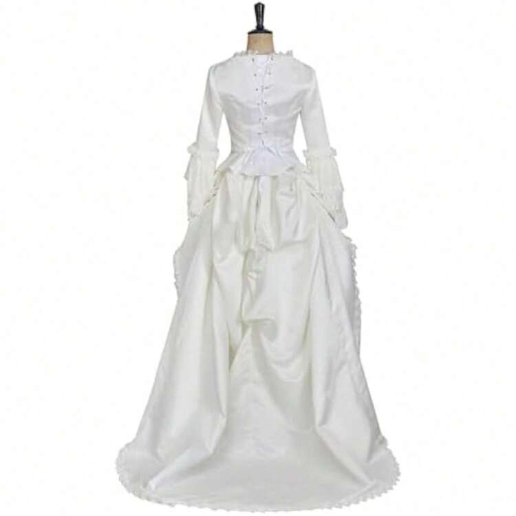 Phantom Opera Cosplay Costume Womens White Victorian Dress Prom Gown Set Halloween Musical Outfit - White - View 4