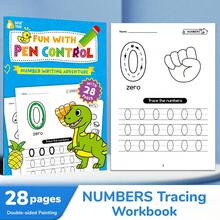beartale 28 páginas Cuaderno de trabajo de matemáticas Montessori, cuaderno de entrenamiento de control de escritura a mano de números, papel resistente al agua para aprendizaje temprano, ejercicio de concentración, juego de lectura, juguete de educación temprana, material didáctico, práctica de control del bolígrafo, regalo de cumpleaños para niños y niñas - Multicolor - Ver 2
