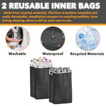 SpaceAid - Papelera de reciclaje para cocina 26 galones 100 l con tapa y 2 bolsas interiores reutilizables para botellas de vidrio pegatinas de plastico color blanco - Blanco - Ver 3