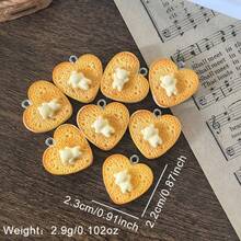 5/10pcs Valentine's Day Heart Pendant, Interesting Resin Heart-Shaped Toast Bread Charm Pendant, DIY Jewelry Accessories - Heart-shaped Teddy Bear Pendant - View 3