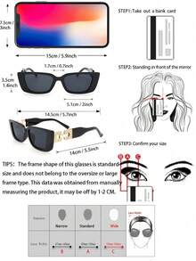 2pcs Women Square Frame Hollow Out Design Classic Glasses For Outdoor Beach Driving Camping Vacation Accessories - Multicolor - View 5