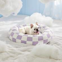 Donut Medium Dog Bed - Round Cat Beds For Indoor Cats Calming Bed Present For Pets, Cute Modern Beds With Jacquard Shaggy Pl 11ush & Anti Slip Bottom, 30 Inch, Purple - 薰衣草色 - 查看 7