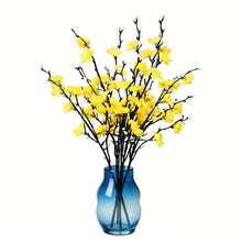 Eight Pure White Artificial Plum Blossoms, With Full, Three-Dimensional Shapes That Are Resistant To Fading. These Lifelike Flowers Are Perfect For Weddings, Parties, Home Décor, Outdoor Garden Decorations, And Exhibitions, Making Them The Best Gift Choice. - Hua-002-8-huang - View 8