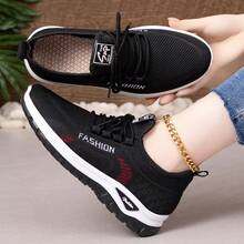 New Casual Sports Shoes For Spring 2026, Featuring A Lace-Up Design, EVA Material, Breathable Mesh Upper, Stylish Appearance, Fashionable Color Scheme, Versatile And Easy To Match, And A Thickened Sole. New Arrival Now. - 黑色 - 查看 5