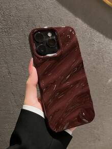 Wave Ripples 1pc Wine Red New Glossy Wavy Pattern Protective Case Compatible With IPhone 17 Pro Max/17/17 Pro/16 Pro Max/16/16 Pro/16 Plus/15 Pro Max/15 Pro/15 Plus/15/14 Pro Max/14 Pro/14/13 Pro/13/12 Pro/12/11/XS/X Max/8 Plus/7, Soft Full Coverage Case For 13 Pro Max/XR, Women - Burgundy - View 2