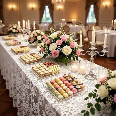 1 pieza Bandeja acrílica transparente, plato de servir cuadrado apilable, adecuado para pasteles, postres, galletas, pan, aperitivos, frutas, mesa de bufé