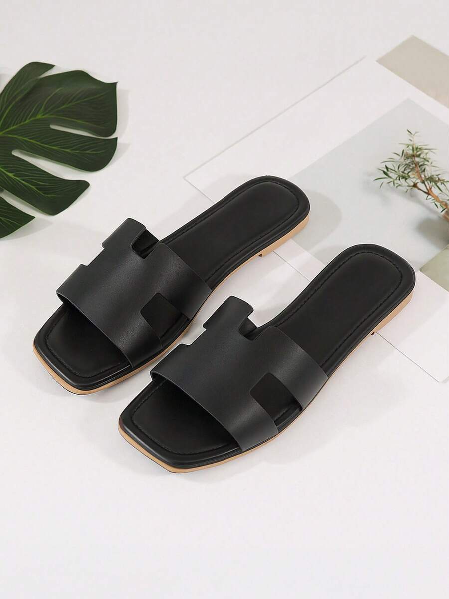 Women's H-Shaped Comfortable Sandals Versatile&Stylish Flat Sandals Casual Beach Summer Shoes - 靜夜黑 - 查看 1