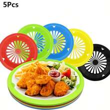 5个带凹槽的纸盘架，可重复使用的塑料盘架，结实耐用，适用于野餐、聚会、晚餐 - 多色 - 查看 1