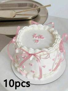 10/20/30入 粉色蝴蝶結蛋糕裝飾插旗，適用於烘焙、婚禮甜點、派對、生日、蛋糕與杯子蛋糕裝飾 - 彩色 - 查看 11