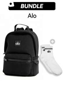 Alo Women Backpack & Sports Socks Casual Lightweight Breathable Storage Gym Commuting Travel Daily For Women White - 黑白 - 查看 1