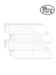 4/10/20 Sheets (Thicker Design) Subway Tile Peel And Stick Backsplash,3D Wall Tiles With Commercial-Grade Adhesive For Kitchen, Bathroom, Laundry Room 11.56"X8.38"-White - White - View 12