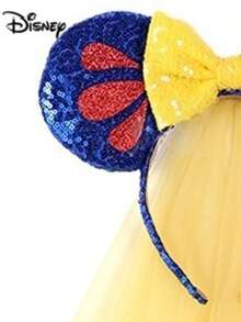 Disney 1个卡通可爱蝴蝶结发箍，白雪公主冰雪奇缘雪花女王服装头饰，适合公园、主题派对、生日，经典角色设计，情人节发箍的绝佳礼物 - 彩色 - 查看 2