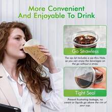 [20 Sets] 16oz Clear Plastic Cups With Lids - Crystal Clear PET Disposable To-Go Cups For Iced Coffee, Smoothies, Juice, Boba Tea -Leakproof With Sipper Lids - Transparent - View 6