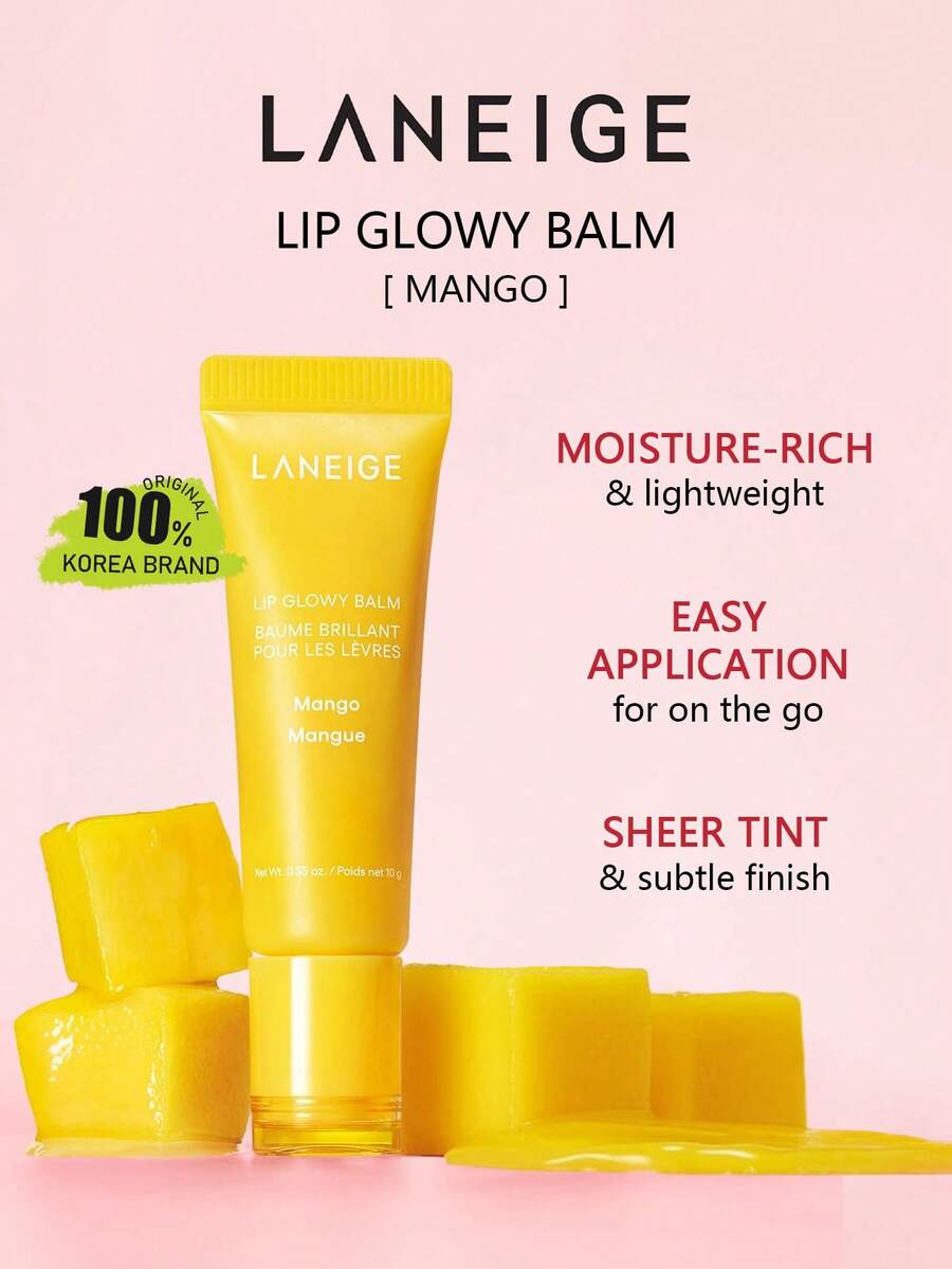 Laneige LIP GLOWY BALM 10g, Hydrating Plumping Formula, Glass Lips Effect, Non-Sticky Refreshing Feel, Korean Moisturizing Lip Care, For A Glossy Pout, Long-Lasting, Not Fade, Moisturizing, Nourishing, For Women Daily Use, K-Beauty, Korean Makeup, GIFT 10g/0.35oz.