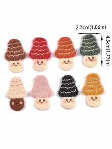 10pcs 27x45mm Mixed Color Cute Mushroom Shaped Embroidered Patches, DIY Decoration For Clothing/Hats/Bags/Dolls And Other Sewing Accessories - Multicolor - View 2
