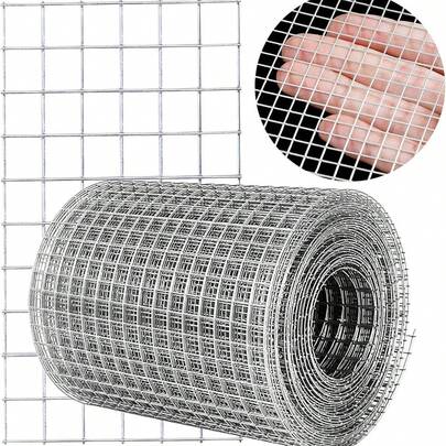1卷防鼠网，10厘米 x 5米，镀锌防鼠金属网 - 可阻挡老鼠、松鼠、鸟类，适用于通风口盖板、花园、家居等场所。焊接金属网卷，附赠10根扎带。