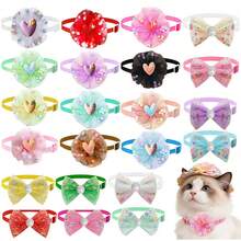 10/20pcs Random Adjustable Flower Bow Tie Pet Collar, Suitable For Chihuahua, Yorkshire Terrier, Pomeranian, Maltese, Schnauzer And Other Small Dogs, Christmas, Birthday, Holiday Decor And Photography - Multicolor - View 11