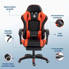 Silla para juegos de cuero artificial del sudeste asiático, no estándar, en rojo y negro - Rojo y negro - Ver 5