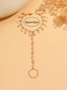 1 buah Gelang Cincin Jari Minimalis Warna Emas dengan Rumbai & Bintang Berlian Imitasi, Perhiasan Serbaguna Buatan Tangan Cocok untuk Pemakaian Sehari-hari, Panjang Rantai dan Jumlah Manik Dapat Bervariasi - Emas - View 4