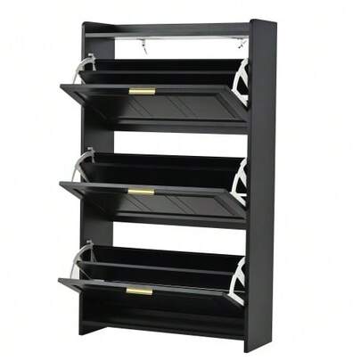 Shoe Cabinet/Shoe Rack 70 X 24 X 120 Cm With 6 Compartments, Tall Shoe Storage, Ideal For Entrances, Halls, Living Rooms And Offices, Made Of MDF And Particle Board, White.