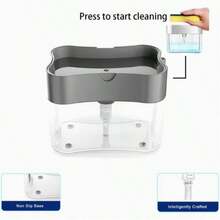 1 pièce Distributeur de détergent pour lave-vaisselle 2-en-1 avec éponge - Outil de nettoyage de cuisine compact, design facile à nettoyer, nettoyage efficace, convient aux chefs à domicile, en plastique, sans articles supplémentaires nécessaires, accessoire de cuisine moderne pour la maison, le restaurant, la boulangerie. Excellent cadeau pour l'anniversaire, la famille, Noël - A - Voir 6
