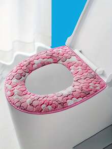 Floral Contrast Soft Washable Toilet Seat Cover - Essential For Autumn/Winter, Soft Washable Bathroom Accessories, Easy To Install, Soft Washable Non-Electric Bathroom Accessories - Multicolor - View 3