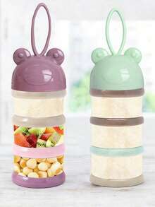 1 Set Of 3/4 Pcs Baby Milk Powder Dispenser Containers, Portable Infant Formula Snack Storage Box, Multilayer Sealed Milk Powder Organizer (The Patterns On The Powder Cans Are Not Scratches, Just Prints, And The Black Spots Are From The Molding Process, To Use) - Multicolor - View 3