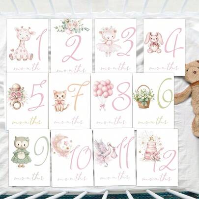 Baby's First Milestone Cards, Suitable As Gifts For New Moms, Baby Shower Gifts, Baby Photo Props, And Unisex Monthly Milestone Photo Props For Baby Boys And Girls