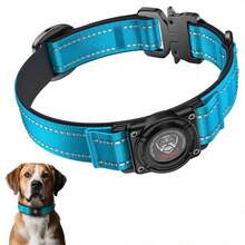 反光 AirTag 狗項圈含支架 - 金屬扣環、舒適襯墊，適用於中大型犬 (2025 升級版，不含 AirTag) - 彩色 - 查看 1