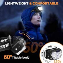 1 pieza Linterna frontal LED recargable por USB - Súper brillante, 6 modos de iluminación, compacta y portátil para senderismo, caminata, pesca y uso nocturno de emergencia, linterna recargable - Multicolor - Ver 7
