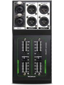 Passive Stereo Monitor Volume Controller, XLR 2 Input 2 Output Stereo Studio Controller, Plug And Play No Loss Volume Adjustment Controller For Studio Home Audio System - Black - View 6