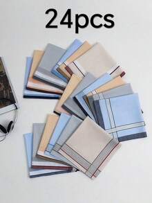 12 batiste clasice absorbante în carouri, 40 cm, pătrate mici, moi și confortabile, excelente pentru ștergerea transpirației, cadou ideal pentru prieteni - Multicolor - Vizualizare 14