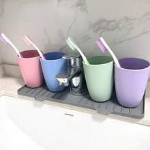 1pc Silicone Tap Splash Guard - Foldable, Anti-Slip, Textured Surface, Suitable For Kitchen And Bathroom Sinks, Multiple Compartments To Prevent Spilling, Bathroom Sink Mat | Foldable Design | Silicone,Teacher's Day, World Cup - Multicolor - View 4