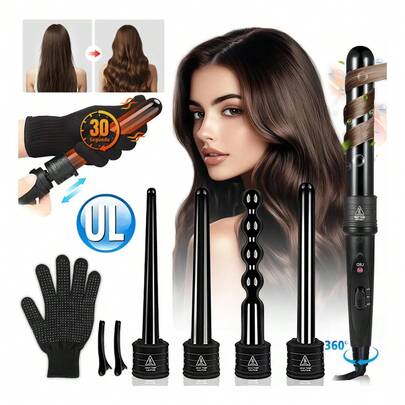 Rizadora De Cabello FerrosProfesionales Para Ondas 19-25mm 4 En 1 TemperaturaAjustable CeramicasCalentamiento Rapido 3OS