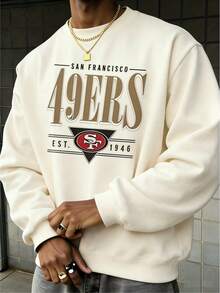Men's San Francisco 49ers Sweatshirts Hoodies Crewneck Casual Tops Comfy Fall Fashion Outfits Winter Clothes2026 - 杏色 - 查看 5