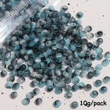 beadia 10克/包 4毫米猫眼玻璃珠 - 双色渐变直孔珠，猫眼颜色会变化，适合DIY珠宝制作、工艺品制作、串珠项目 - 亮丽的玻璃珠，可用于手链、项链、节日礼物（猫眼发光） - 公尺珠 - 查看 17