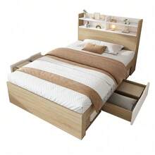 Bed Bases & Foundations - Oak + White + Wood + 90cm*200cm - View 4
