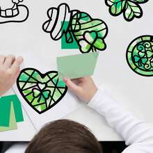 12/24/36pcs Baby Shower Party Favor St. Patrick's Day Crafts Bulk: Paper Shamrock Suncatchers, St. Patrick's Day DIY Kit, Stained Glass Effect Art Supplies, Baby Room Decor - Multicolor - View 6
