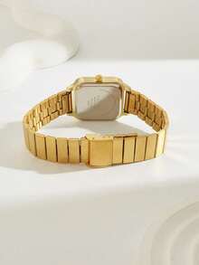 JULYSKY 1pc Women's Elegant Minimalist Golden Stainless Steel Band Quartz Watch, Suitable As Holiday Gift - Gold - View 5