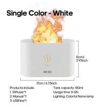kinscoter 1 pieza Difusor de aroma con llama de colores de 180ml alimentado por USB, humidificador de niebla fría ultrasónico, difusor de aceites esenciales para el hogar, hotel, oficina - Multicolor - Ver 15