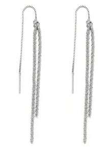 1 Pair Geometric Pattern Elegant Copper Alloy Bridal Fashion Earrings, Suitable For All Seasons Valentine's Day Accessories - 銀色 - 查看 4