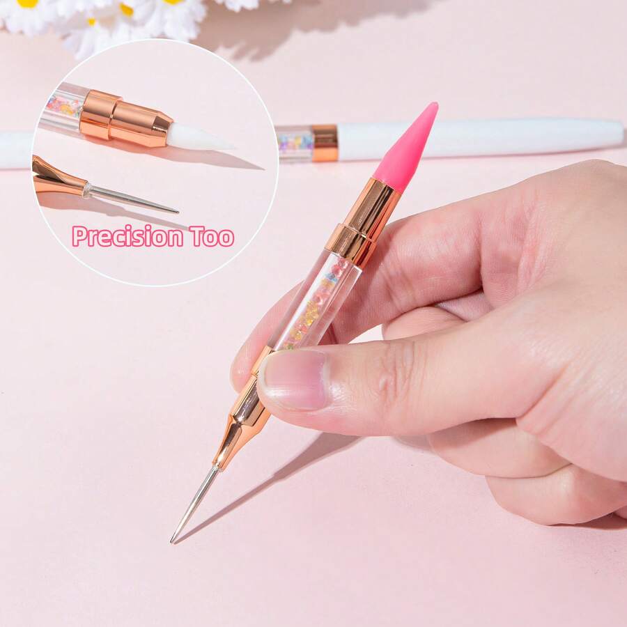 New Dual-Headed Rhinestone Nail Art Pen With Cap, Acrylic Rhinestone Dotting Pen, Nail Art Tools - Multicolor - View 1