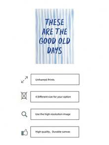 1件無框「This Is The Good Old Days」藍色條紋名言牆面藝術，清新藝術風格臥室裝飾，女孩房勵志海報，臥室辦公室教室裝飾，復古公寓裝飾，最佳禮物選擇 - 文字 - 查看 5