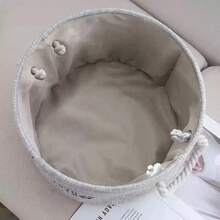 大号亚麻质感狗狗玩具收纳篮 - 带提手的宽敞圆形宠物用品收纳篮 - 彩色 - 查看 8
