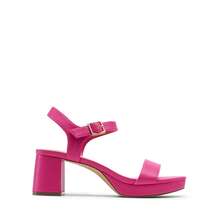 Women Comfortable Chunky Low Heeled Sandals Open Toe Buckle Decor Ankle Strap Heeled Sandals For Daily Wearing Wedding Party Prom - 玫紅色 - 查看 6